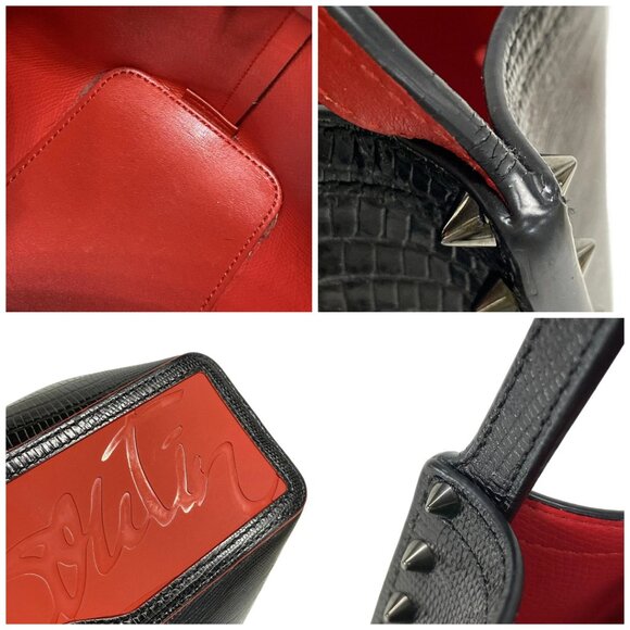 Auth CHRISTIAN LOUBOUTIN Hippolock Mini Black Red Leather Rubber - Picture 12 of 14